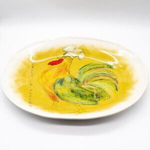 Italian Handmade Serving Platter 18 Inch The Rooster in the Kitchen